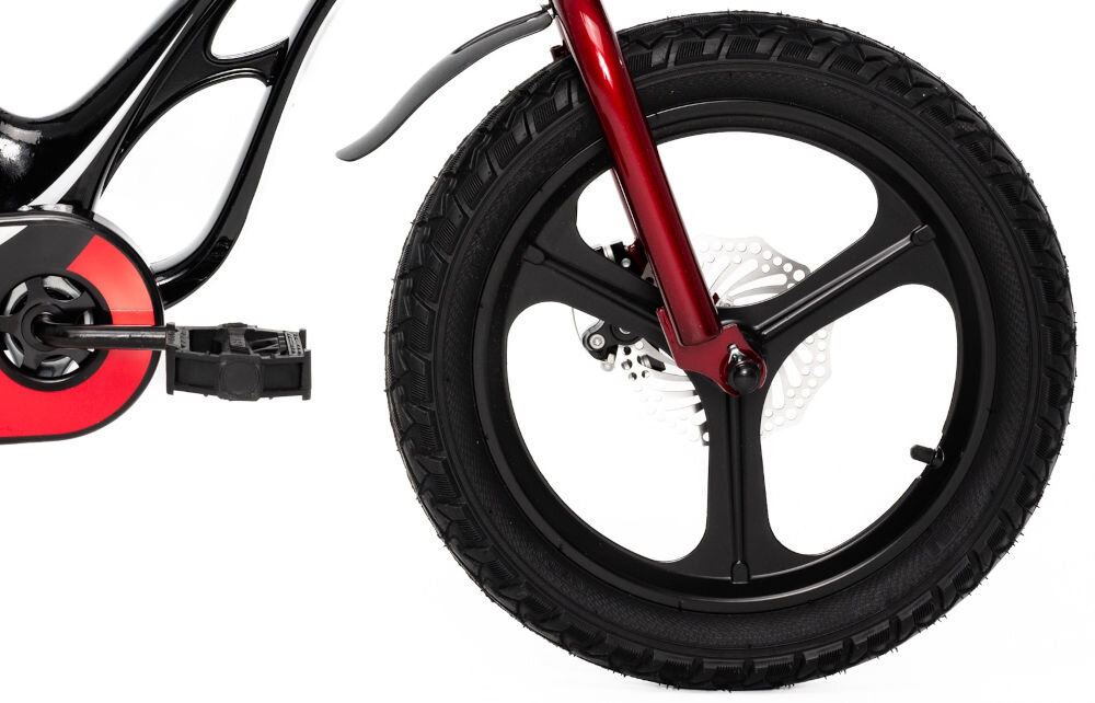 Rower dziecięcy GERMINA Magnesium 16 cali dla chłopca Czarny koła jednoślad przygoda boczne kółka faza nauki łańcuch osłona błotniki 