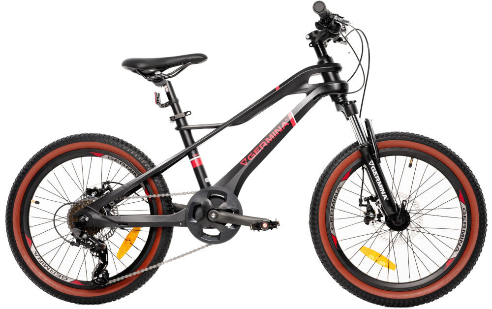 Rower dziecięcy GERMINA Magnesium 20 cali dla dziewczynki Czarny rowerek jazda na rowerze nauka jazdy 