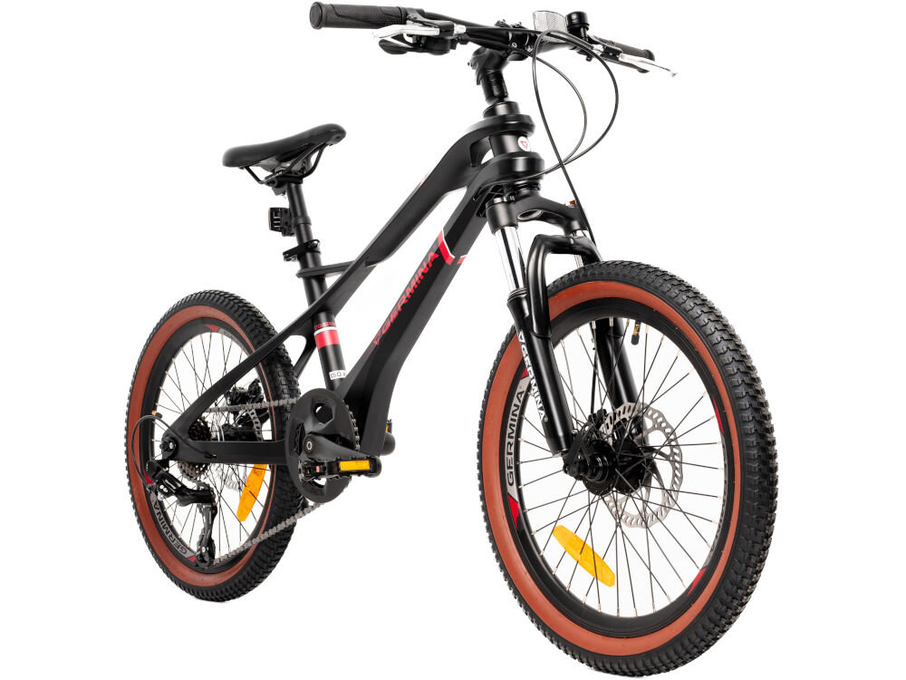 Rower dziecięcy GERMINA Magnesium 20 cali dla dziewczynki Czarny kolorystyka elegancki dla dzieci wiek przeznaczenie jazda na rowerze