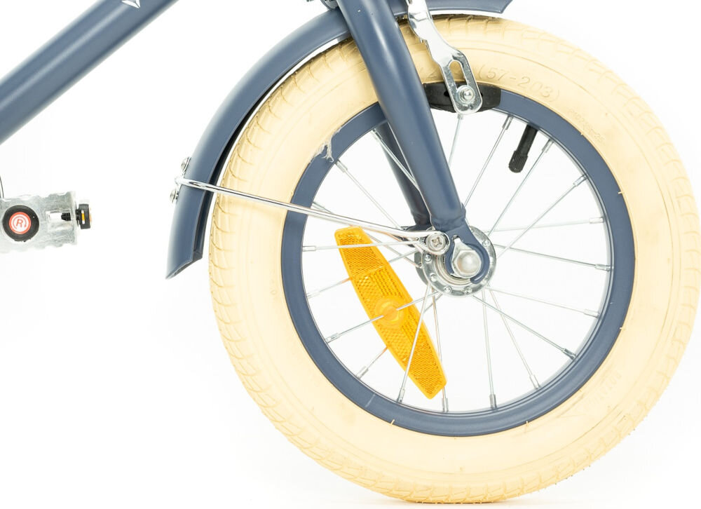 Rower dziecięcy GERMINA Vintage 12 cali dla chłopca Niebieski koła jednoślad przygoda boczne kółka faza nauki łańcuch osłona błotniki 