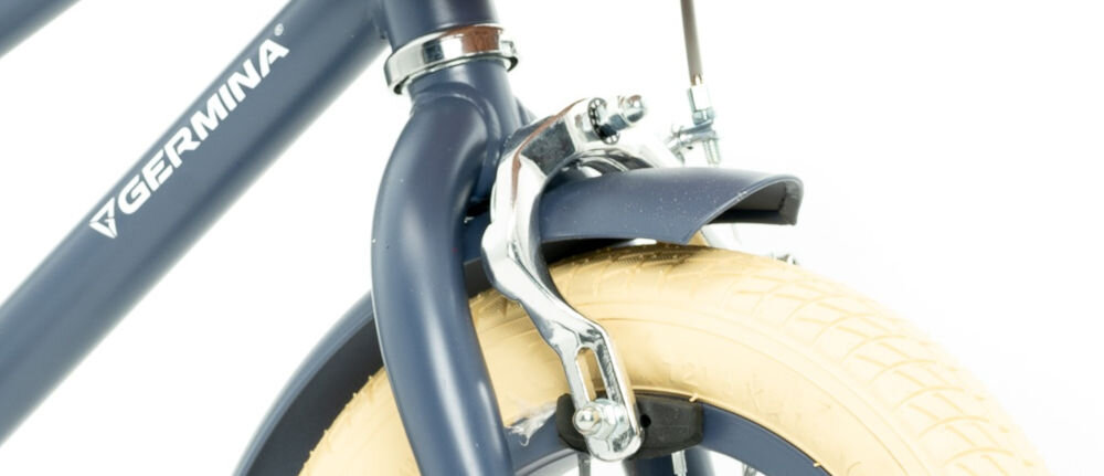 Rower dziecięcy GERMINA Vintage 12 cali dla chłopca Niebieski sprawne hamulce przedni tylny hamulec niezawodne lekkie przeszkoda zatrzymanie 