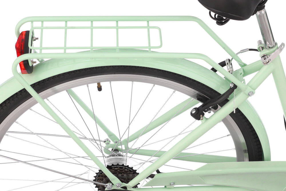 Rower miejski DAWSTAR Citybike S7B 28 cali damski Miętowy bagaznik do przewozenia codziennych zakupow