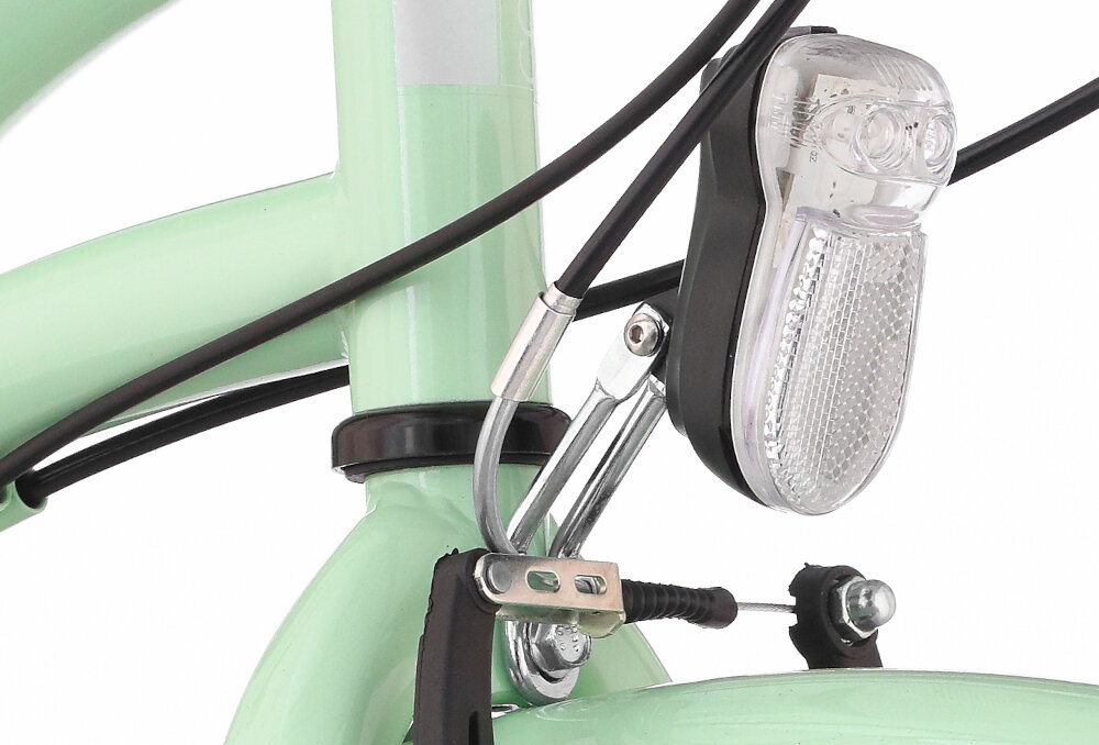 Rower miejski DAWSTAR Citybike S7B 28 cali damski Miętowy oswietlenie roweru przednie tylne oswietlenie LED zasilane przez dynamo wymagane przez prawo drogowe