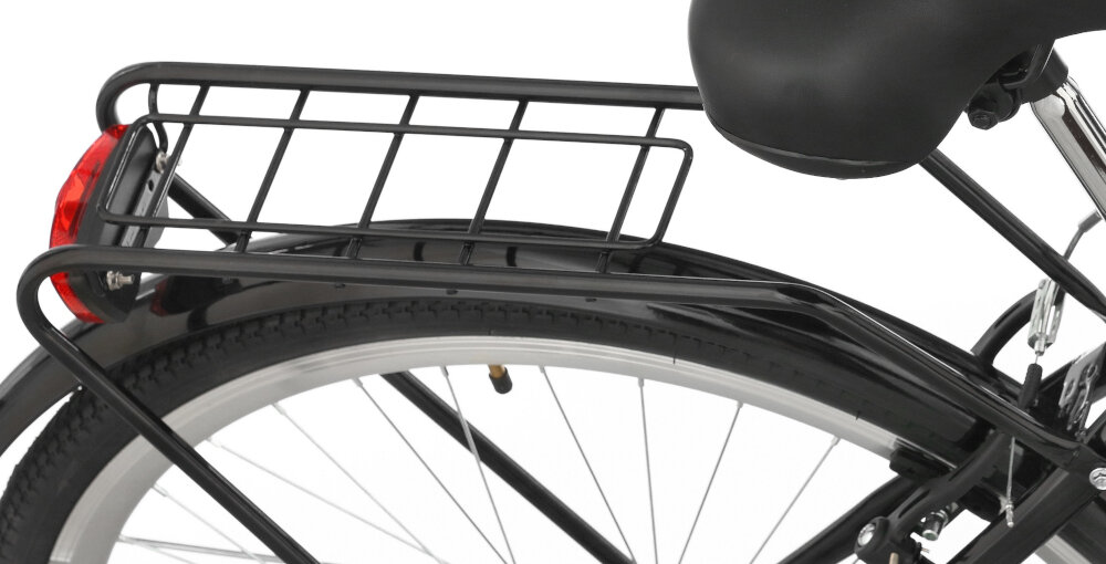 Rower miejski DAWSTAR Citybike S7B 28 cali damski Czarny bagaznik do przewozenia codziennych zakupow