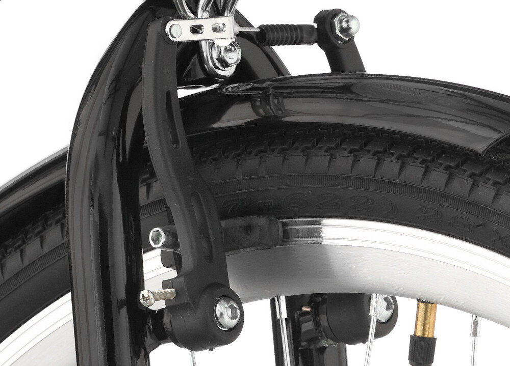 Rower miejski DAWSTAR Citybike S7B 28 cali damski Czarny podstawa bezpieczenstwa kazdego rowerzysty przednie i tyln hamulce V-Brake lekkie duza sila hamowania odblaski lepiej widoczny na drodze bezpieczniejszy