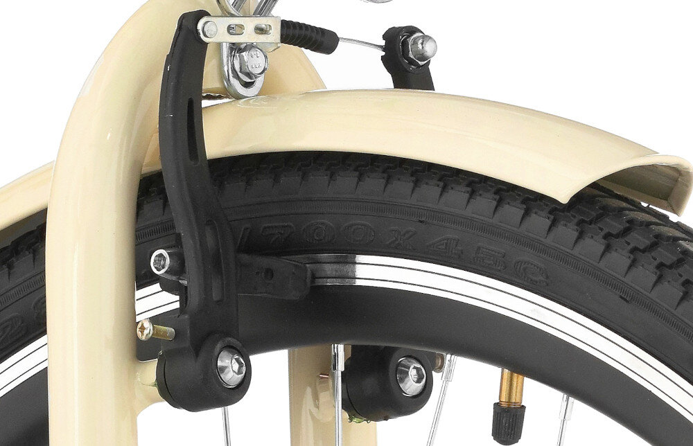 Rower miejski DAWSTAR Citybike S7B 28 cali damski Cappuccino podstawa bezpieczenstwa kazdego rowerzysty przednie i tyln hamulce V-Brake lekkie duza sila hamowania odblaski lepiej widoczny na drodze bezpieczniejszy