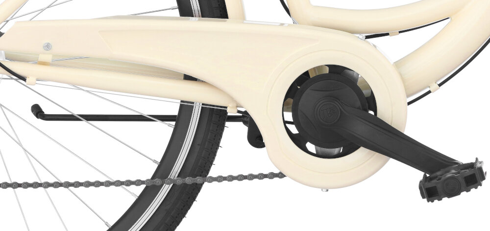 Rower miejski DAWSTAR Citybike S7B 28 cali damski Cappuccino oslona lancucha ochrona przed zabrudzeniem woda kurzem z wytrzymalej stali odpornosc na uszkodzenia mechaniczne nei deformuje sie