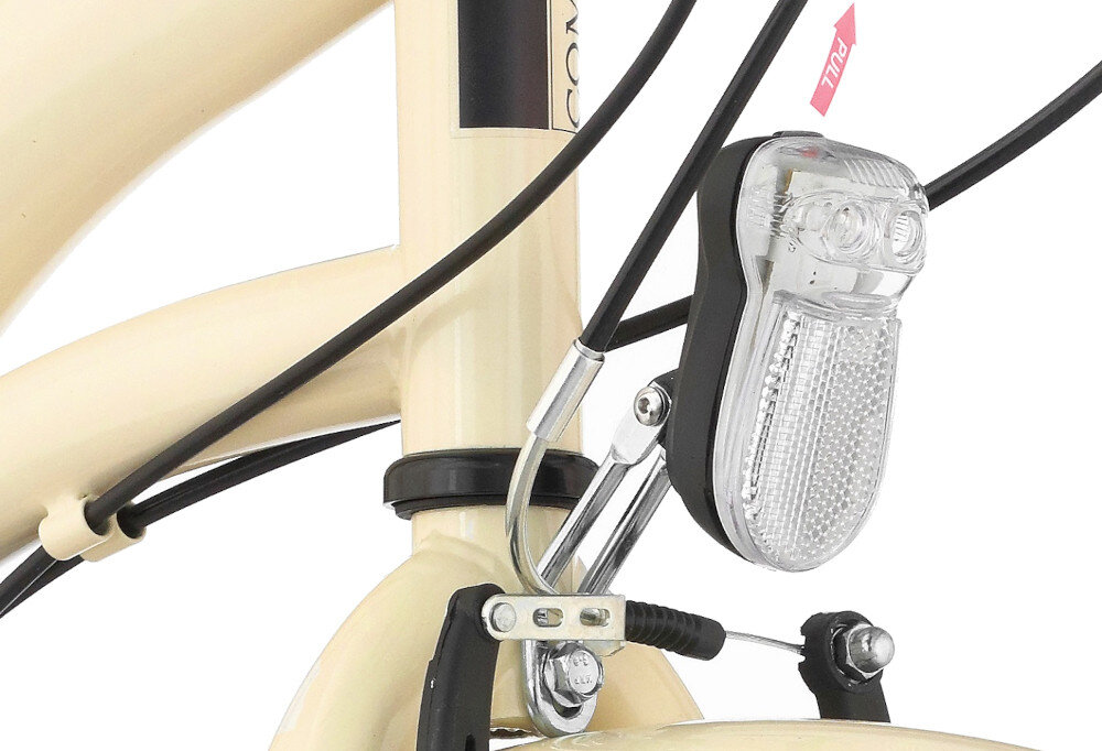 Rower miejski DAWSTAR Citybike S7B 28 cali damski Cappuccino oswietlenie roweru przednie tylne oswietlenie LED zasilane przez dynamo wymagane przez prawo drogowe