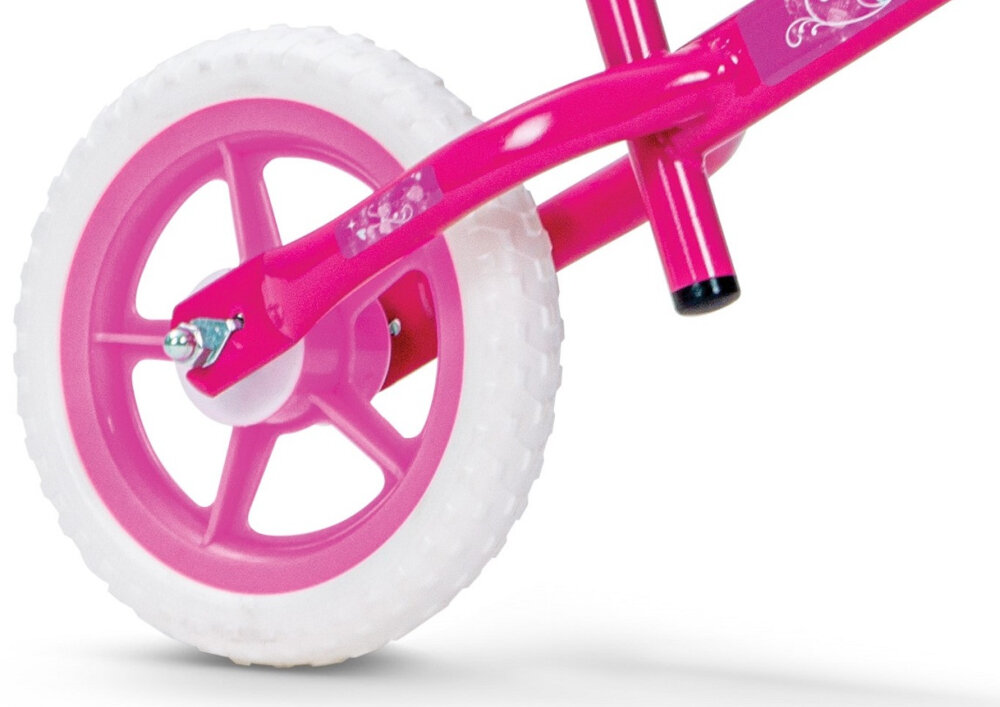 Rowerek biegowy HUFFY Disney Princess 27931W Różowy kola 10-calowe bezobslugowe opony z pianki EVA gruby bieznik tlumia drgania jazda plynna cicha komfortowa bezpieczna szerokie rozstawienie kolek