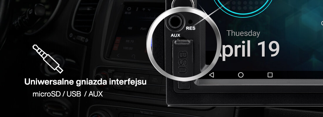 Radio samochodowe VORDON AC-8270 USB AUX microSD odtwarzanie plików audio, kadr na gniazda interfejsu