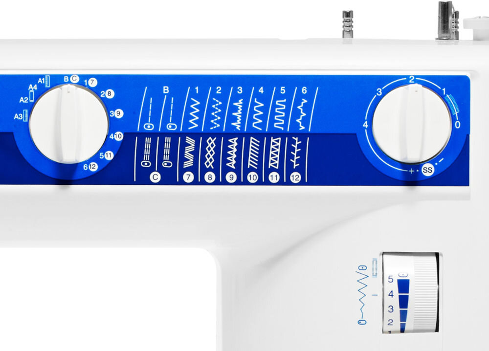 Maszyna do szycia ELNA 220 eXplore 15 programów ściegowych proste zygzak owerlokowy dekoracyjny półautomatyczne obszywanie dziurek regulacja długości i szerokości ściegów funkcja szycia podwójną igłą łatwość wyboru i regulacji sciegów pokrętła wszechstronna intuicyjna maszyna 