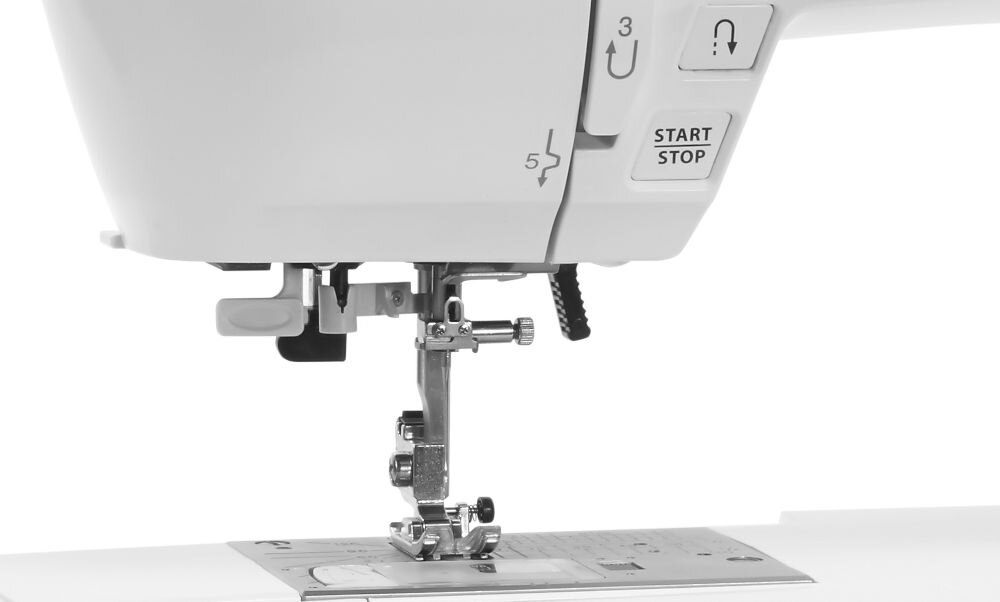 Maszyna do szycia ELNA 560 Experience funkcje obcinacz nici nawlekacz igły pozycjonowanie igły regulacja docisku stopki przycisk regulacja prędkości oświetlenie LED solidn akonstrukcja solidnośc niezawodność