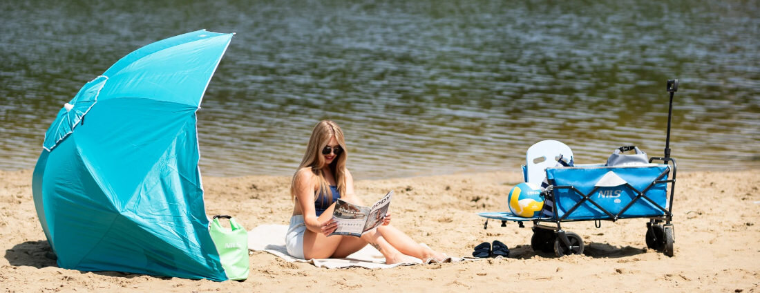 Wózek turystyczny NILS CAMP NC1606 Niebiesko-szary 100 kg wygląd design prezentacja