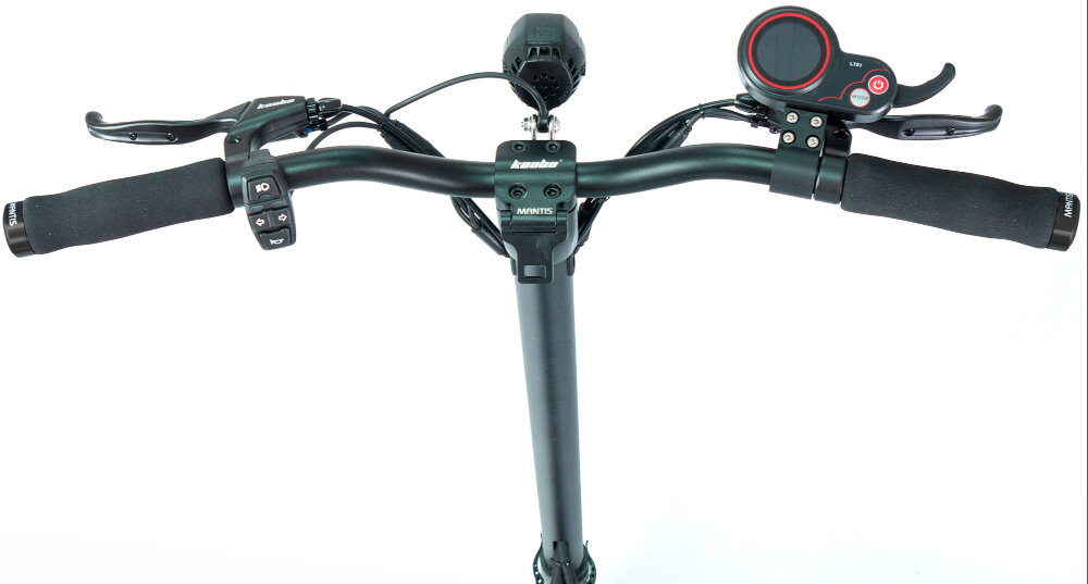 Hulajnoga elektryczna KAABO Mantis 10 Eco 800 Czarny minimalistyczna kierownica maksymalna wysokosc 126 cm jazda w wyprostowanej pozycji ciala intuicyjny wyswietlacz LCD