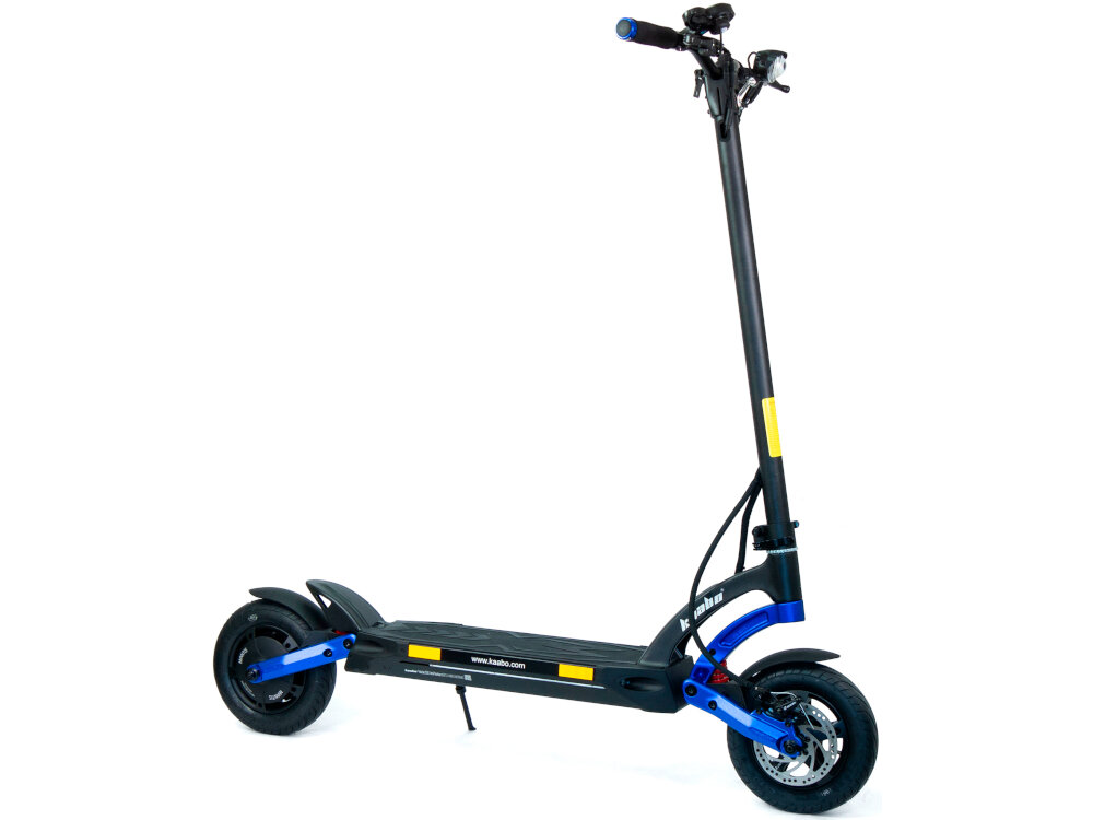 Hulajnoga elektryczna KAABO Mantis 10 Eco 800 Niebieski silnik wysokowydajny moc 800 W predkosc od 20 km/h w tylnym kole pokonywanie wzniesien o nachyleniu terenu do 30 stopni
