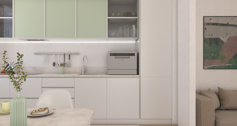 Zmywarka CANDY CP 6E51LS do małych kuchni oszczędność miejsca kompaktowe urządzenie wymiary 44,3 cm x 55 cm x 50 cm