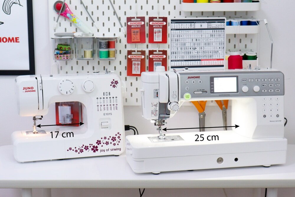 Maszyna do szycia JANOME MC6700 Professional większa niż standardowa maszyna, większy komfort pracy, swobodne ułożenie materiału