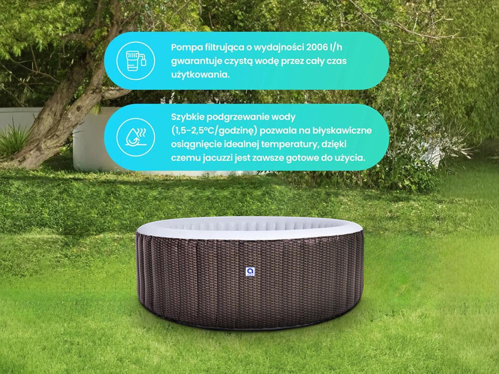 Jacuzzi AVENLI Extralink Home 175 x 70 cm pompa filtrujaca wydajnosc 2006 l/h podgrzewanie wody 1,5-2,5°C/godzine