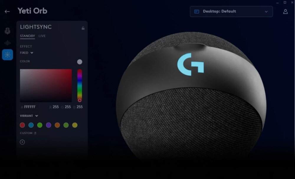 Mikrofon LOGITECH Yeti Orb Biały działanie podświetlenie wygląd