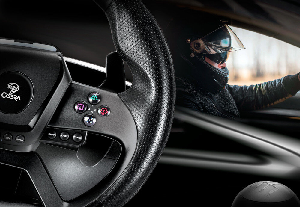 Kierownica COBRA GT987FF kątowi obrotu 1080 stopni ręczną skrzynią biegów 6+1 przełączenie między manualną a automatyczną skrzynią