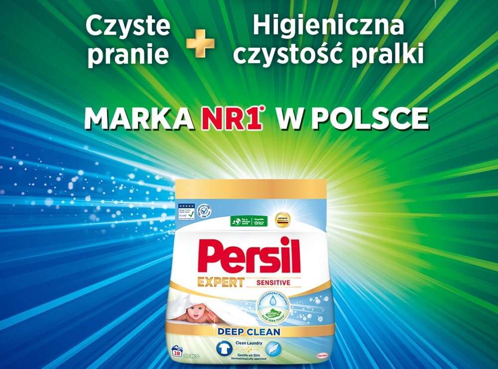Proszek do prania PERSIL Deep Clean Expert Sensitive 1.485 kg do białych tkanin hipoalergiczny głęboka czystość prania, higienicznie czyste ubrania, czysta pralka, usuwanie najtrudniejszych plam
