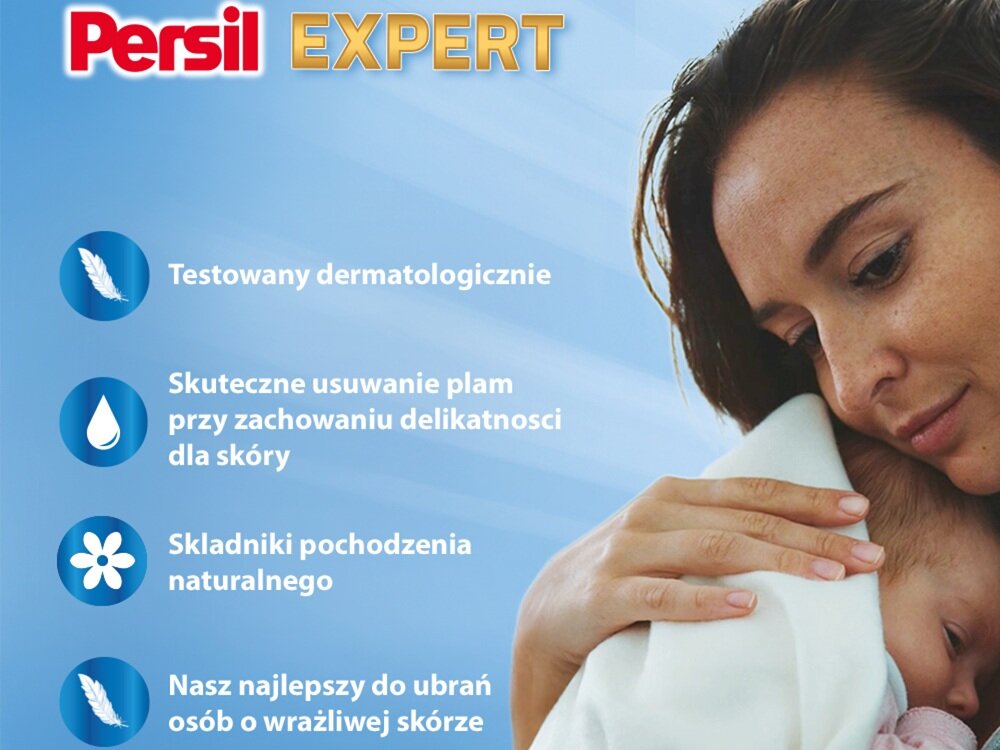 Proszek do prania PERSIL Deep Clean Expert Sensitive 1.485 kg do białych tkanin hipoalergiczny technologia Deep Clean, usuwanie najtrudniejszych zabrudzeń, delikatny dla niemowląt i osób wrażliwych, ochrona skóry, skuteczny w niskiej temperaturze