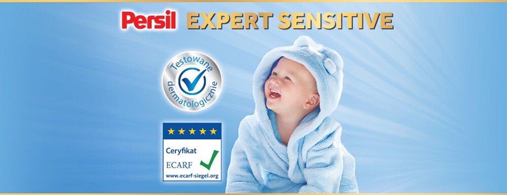 Proszek do prania PERSIL Deep Clean Expert Sensitive 1.485 kg do białych tkanin hipoalergiczny delikatyn dla wrażliwej skóry, zaawansowana pielęgnacja, ochrona skóry, świeżość i bezpieczeństwo