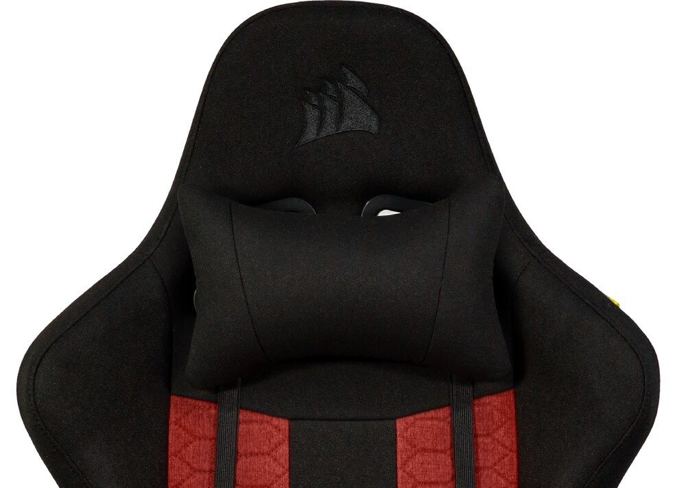 Fotel CORSAIR TC100 Relaxed Materiałowy Czarno-Czerwony przeznaczenie cechy zalety wygląd