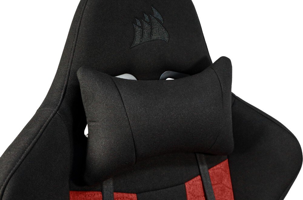Fotel CORSAIR TC100 Relaxed Materiałowy Czarno-Czerwony odchylanie zakres oparcie pozycja