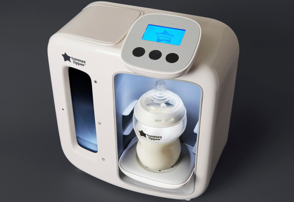 Ekspres do mleka TOMMEE TIPPEE Perfect Prep Day & Night Prosty proces krok po kroku ilość mleka ustawienia prosze umieszczenie butelki dokładne rozpuszczenie 