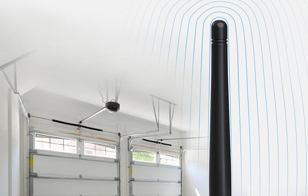 Inteligentny przełącznik drzwi garażowych MEROSS MSG200, Dla wielu bram garażowych, Przełącznik w garażu, obok wizualizacja pracy anteny