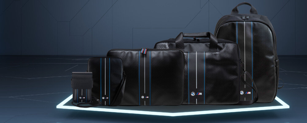Plecak na laptopa BMW Carbon Blue Stripes design wyglad