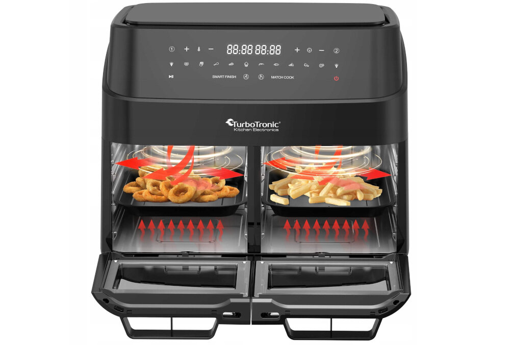 Piekarnik TURBOTRONIC TT-DAF7W Czarny Technologia Rapid Air 360° potrawy 2 wentylatory smak jakość
