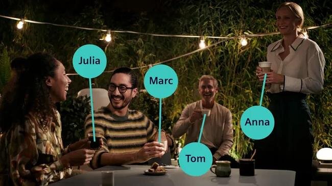 SIEMENS serii EQ900 Plus - cztery osoby pijące kawe, ikonki z imionami