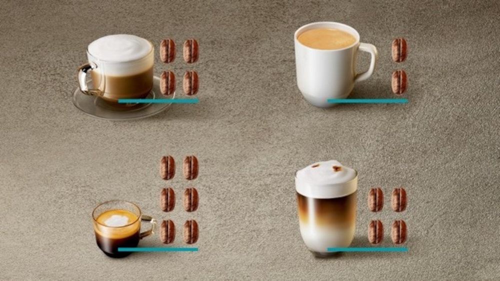 Ekspres SIEMENS TQ905RZ5 EQ900 Plus Srebrny (Cold Brew) Ulubione napoje możliwości preferencje kawa wielkość moc temperatura ilość napój