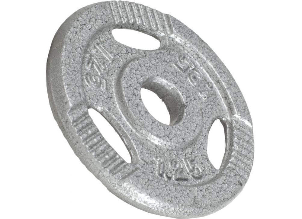 Obciążenie GORILLA SPORTS Grip (1.25 kg) obciążenie na białym tle widoczne od przodu pod skosem wyraźne oznaczenie masy na powierzchni twór 30/31 mm pasuje do popularnych gryfów sprzyja skupieniu na technice i pomaga ćwiczyć regularnie