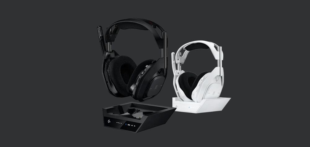 Słuchawki LOGITECH Astro A50 X do grania na Xbox Series X|S, PlayStation 5 i PC, słuchawki w dwóch kolorach na ciemnym tle