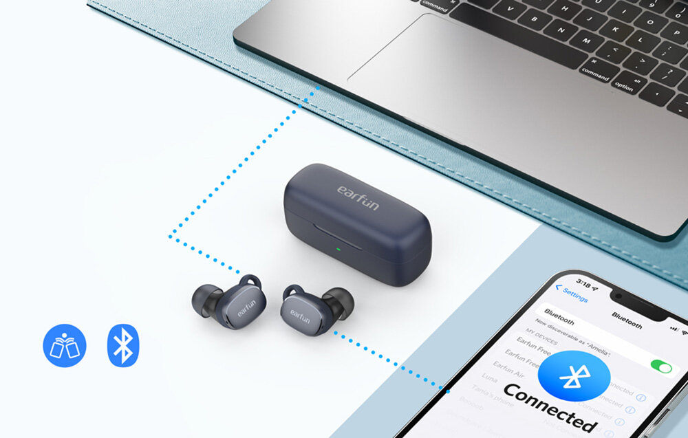 Słuchawki dokanałowe EARFUN Free Pro 3 polaczenie bluetooth bezczynnosc automatyczne wylaczanie
