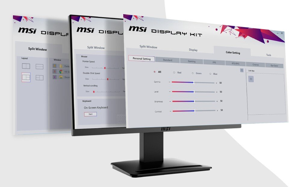 Monitor MSI Pro MP223 21.45 1920x1080px 100Hz 1 ms [MPRT] aplikacja ustawienia funkcje
