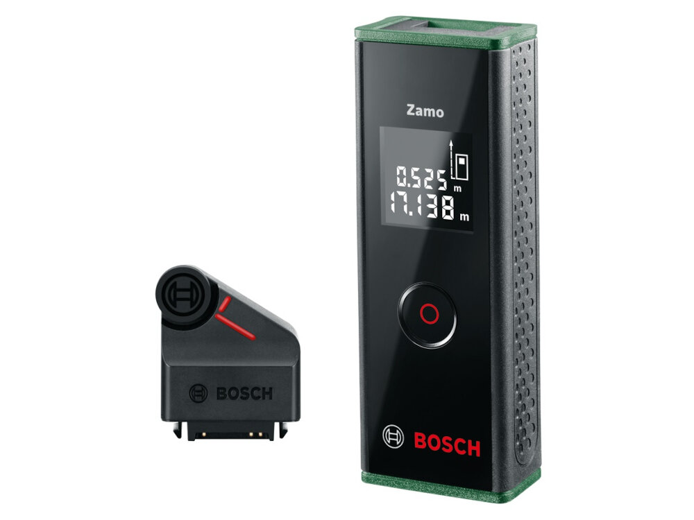 Dalmierz laserowy BOSCH Zamo III 0603672705 + Adapter edycja limitowana dla majsterkowiczow i profesjonalistow zaawansowane technologie solidna konstrukcja pomiary niezwykle precyzyjne latwa bardziej efektywna praca