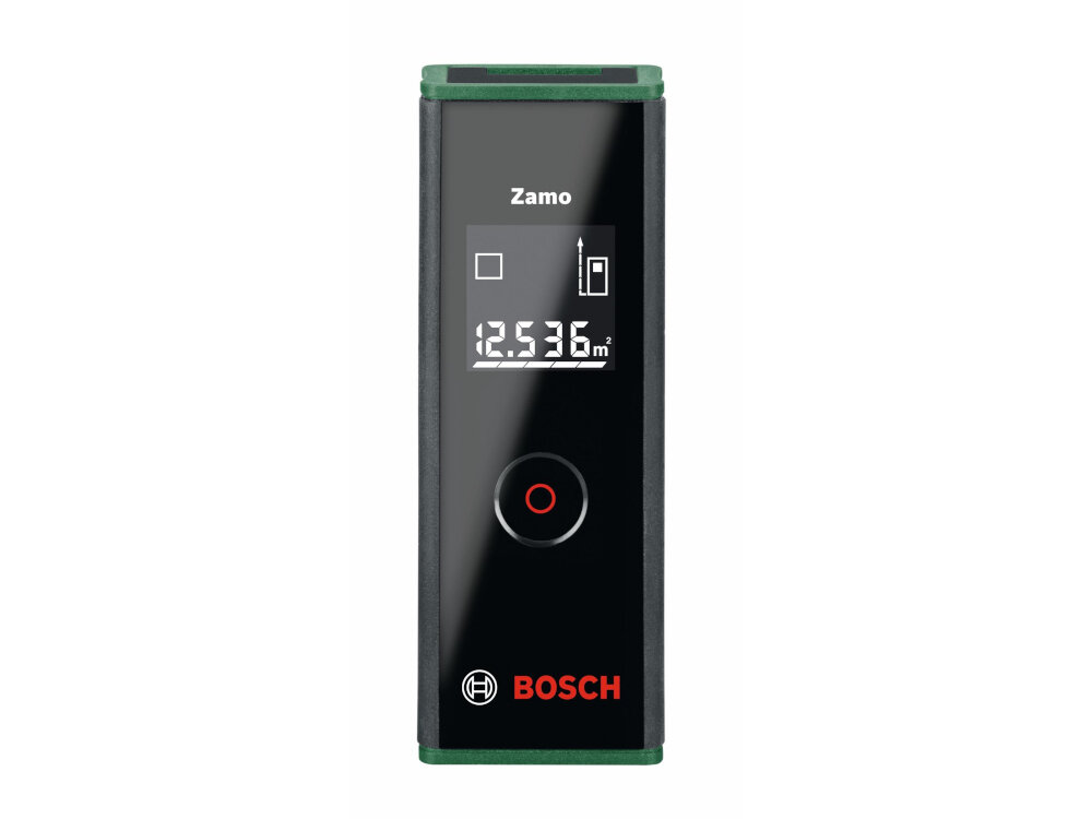 Dalmierz laserowy BOSCH Zamo III 0603672705 + Adapter edycja limitowana zaawansowana technologia laserowa dlugosc fali 635 mm zasieg do 20 metrow wysokosc robocza do 38 mm dokladnosc pomiaru +/- 3 mm czas pomiaru od 0,5 do okolo 4 sekund
