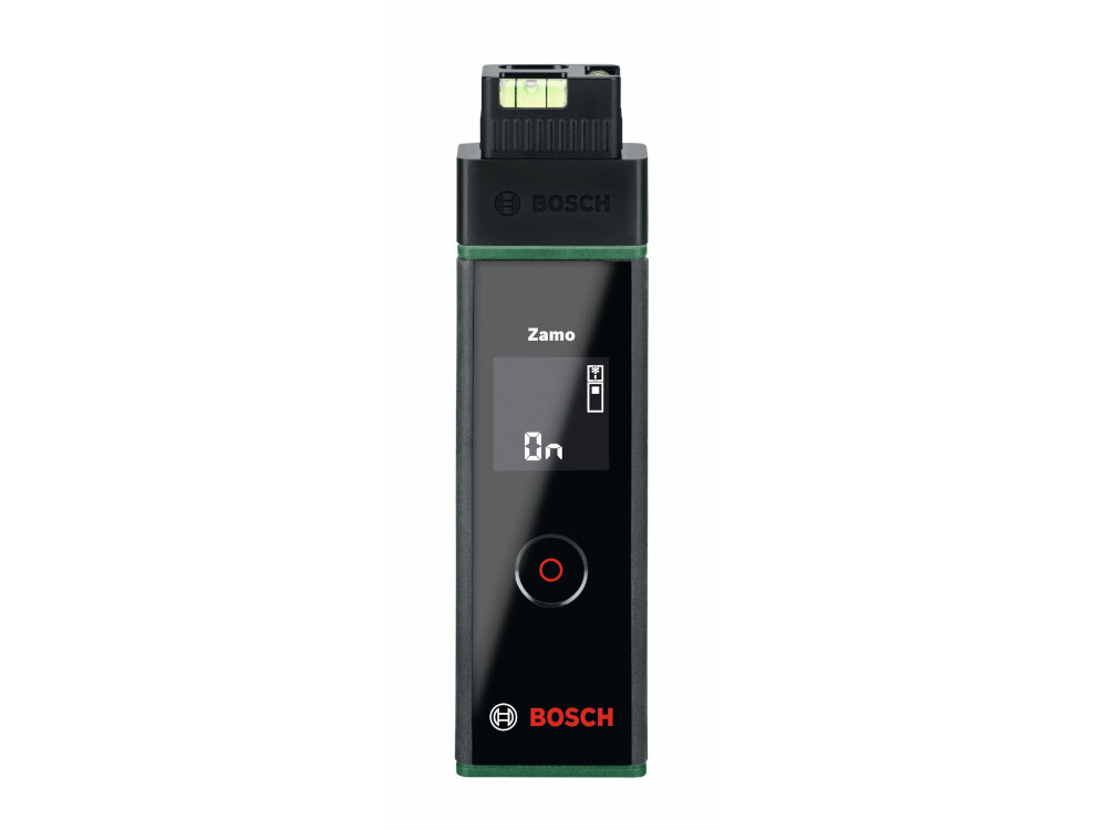 Dalmierz laserowy BOSCH Zamo III 0603672705 + Adapter edycja limitowana dwuwierszowy cieklokrystaliczny wyswietlacz przydatne informacje funkcja podswietlenia
