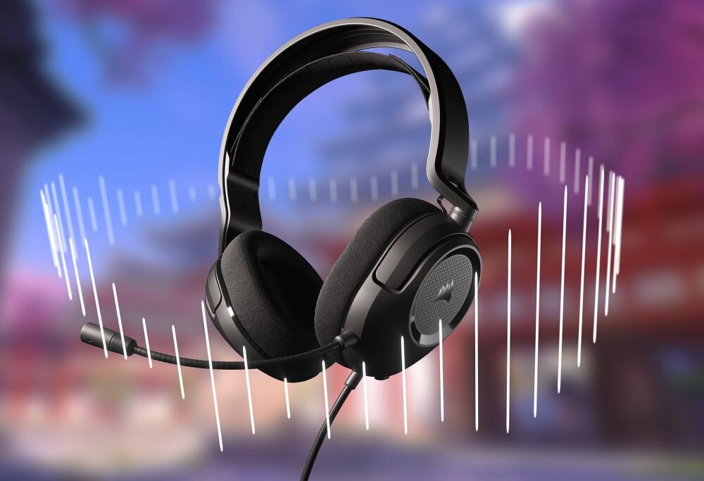 Słuchawki CORSAIR HS35 Surround v2 design komfort lekkość dźwięk jakość wrażenia słuchowe ergonomia lekkość sport aktywność podróże czas pracy działanie akumulator