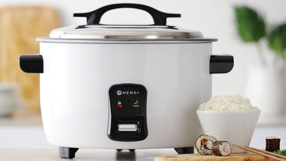 Ryżowar HENDI Kitchen Line 240441 również do gotowania warzyw, jajek, owoców morza, równomierne podgrzewanie, odpowiednia temperatura