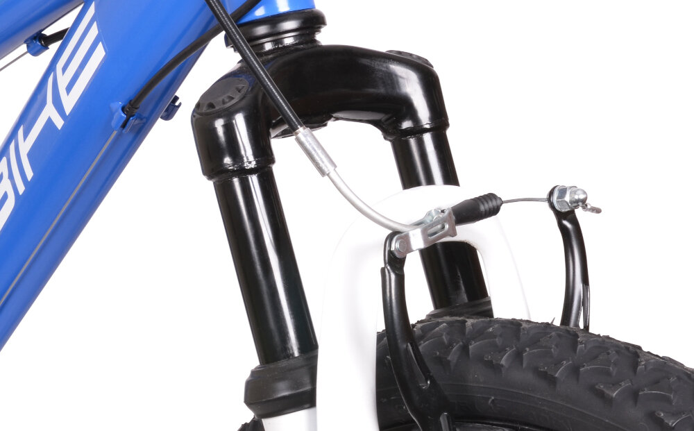 Rower dziecięcy DENVER Denbike 20 cali dla chłopca Niebiesko-biały przedni amortyzator OEM Denver ulatwia najezdzanie na przeszkody niweluje wstrzasy