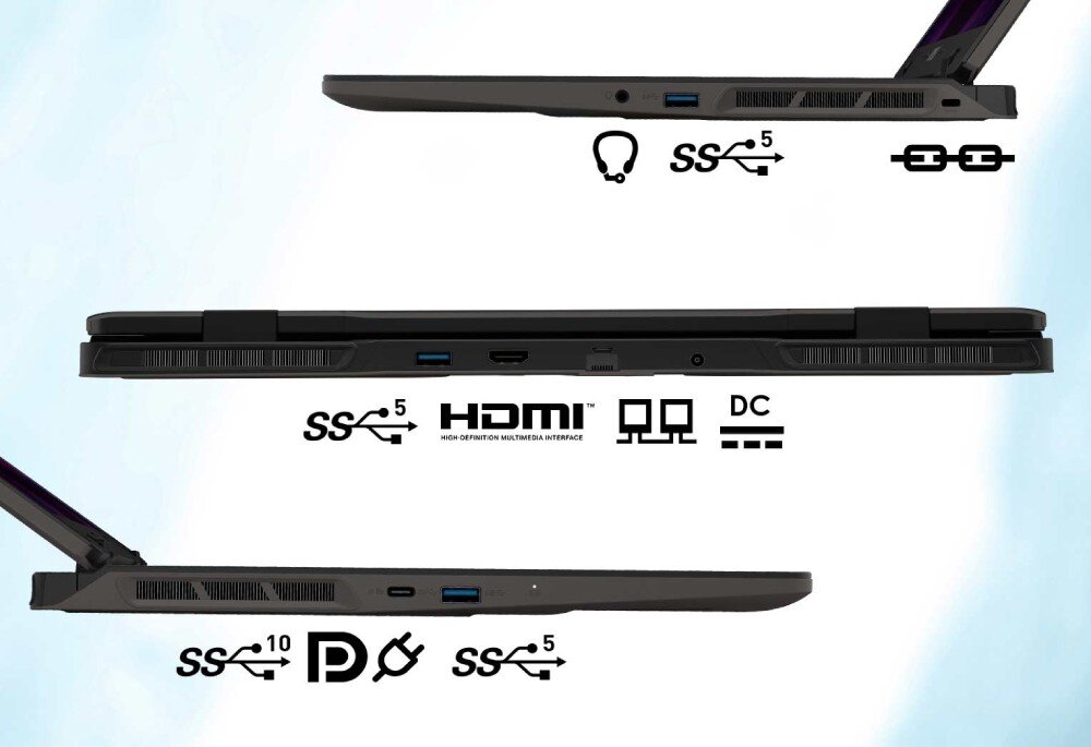 Laptop MSI Sword 16 HX B14VFKG-026XPL 16 IPS 240Hz i7-14700HX 16GB RAM 1TB SSD GeForce RTX4060 porty złącza podłączenie