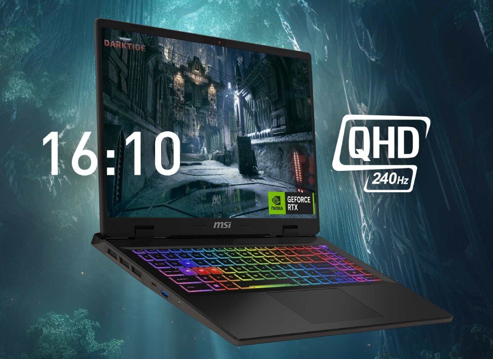 Laptop MSI Sword 16 HX B14VFKG-026XPL 16 IPS 240Hz i7-14700HX 16GB RAM 1TB SSD GeForce RTX4060 wyświetlacz rozdzielczość odświeżanie matryca