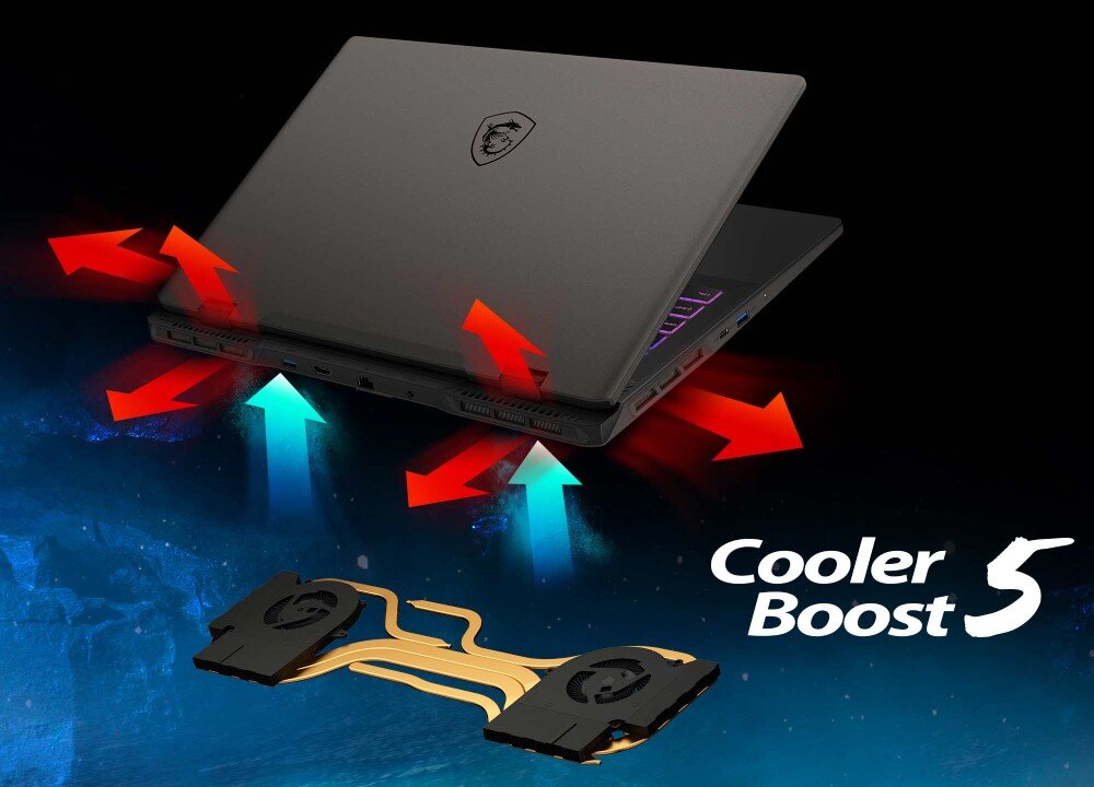 Laptop MSI Sword 16 HX B14VFKG-026XPL 16 IPS 240Hz i7-14700HX 16GB RAM 1TB SSD GeForce RTX4060 chłodzenie wentylatory temperatura
