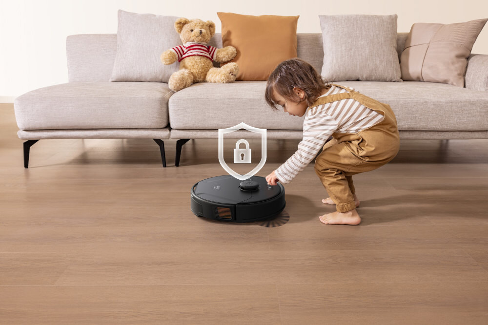 Robot sprzątający EUFY Robovac X8 Pro T2266G11 funkcja blokady ekranu Bezpieczne korzystanie aplikacja mobilna hasło blokada dotykowa
