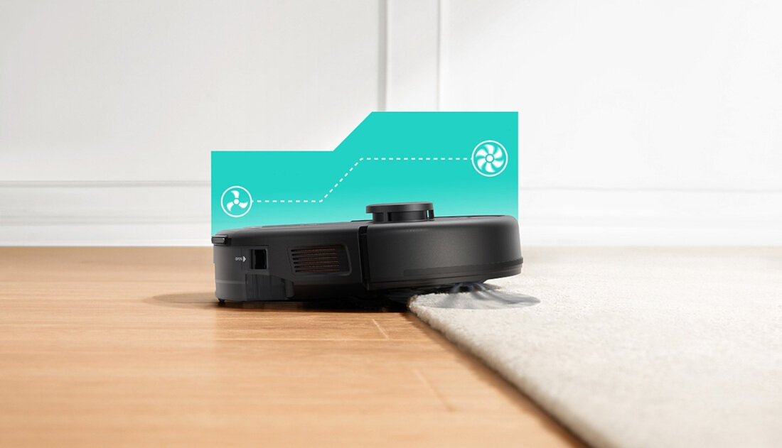 Robot sprzątający EUFY Robovac L60 Hybrid T2278G11 Dostosowanie Mocy Technologia BoostIQ  moc ssania powierzchnia rezultaty dywany twarde podłogi progi krawędzie dywanów podłogi